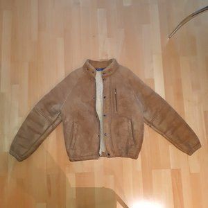 Polo Ralph Lauren Leather Suede Shearling Bomber Jacket Tan Medium (M-L)
